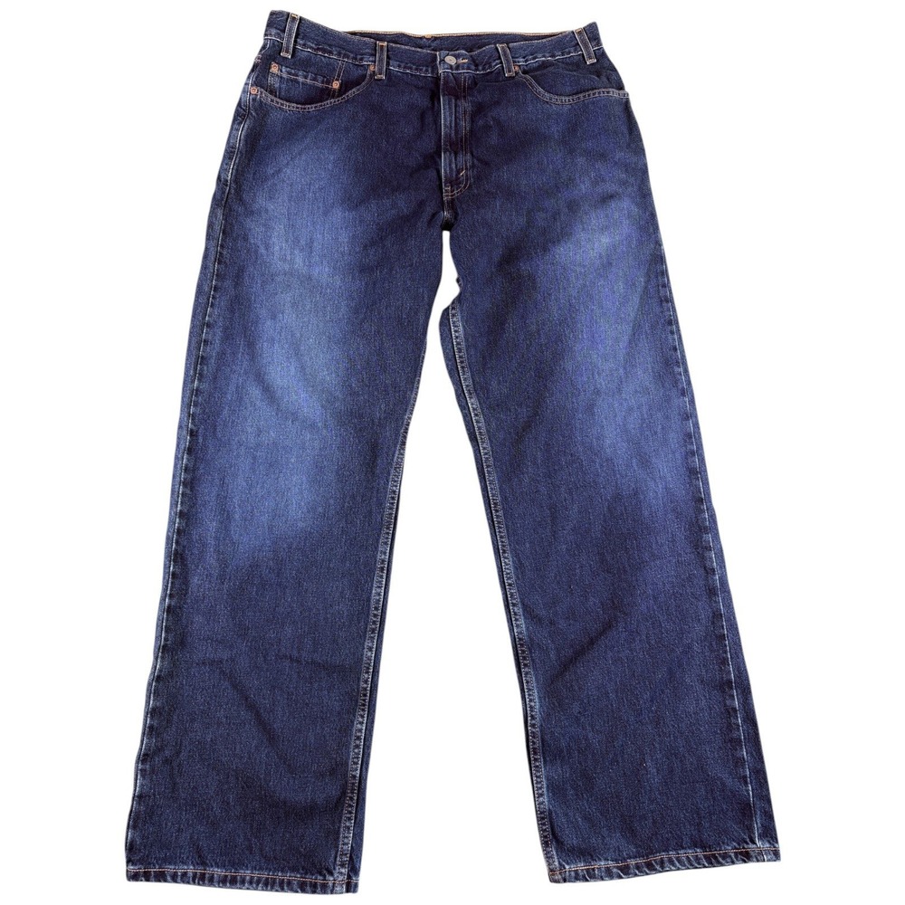 Levi's 569 Loose Fit Straight Jeans Mens 38x32 Blue Dark Wash Workwear Durable